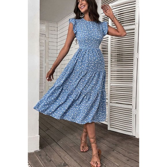 Dresses & Skirts - Ditsy Floral Butterfly Sleeve Midi Dress